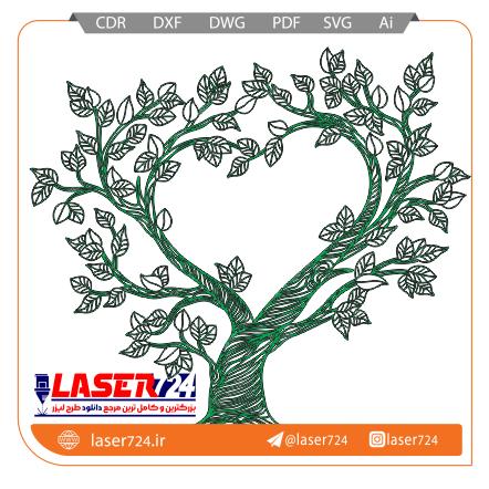 تصویر الگو برش وکتور درخت قلبی #1